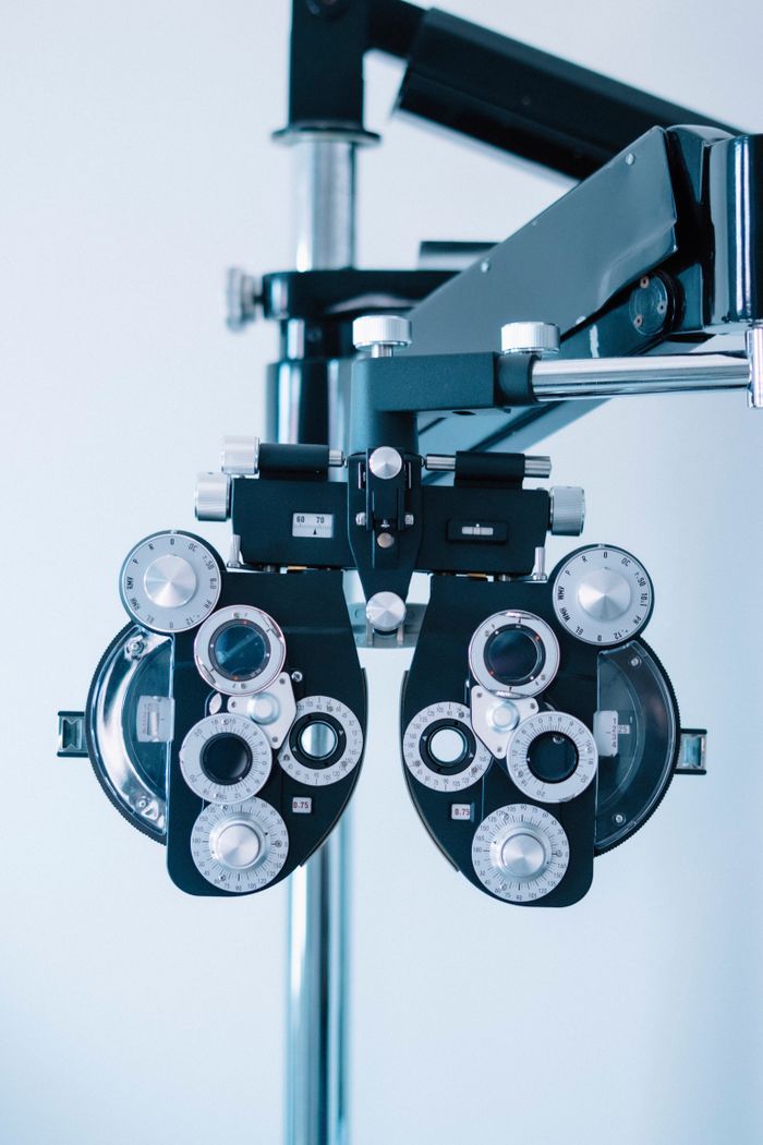 services-03 Close-up of optometry equipment for eye testing in a modern clinic.